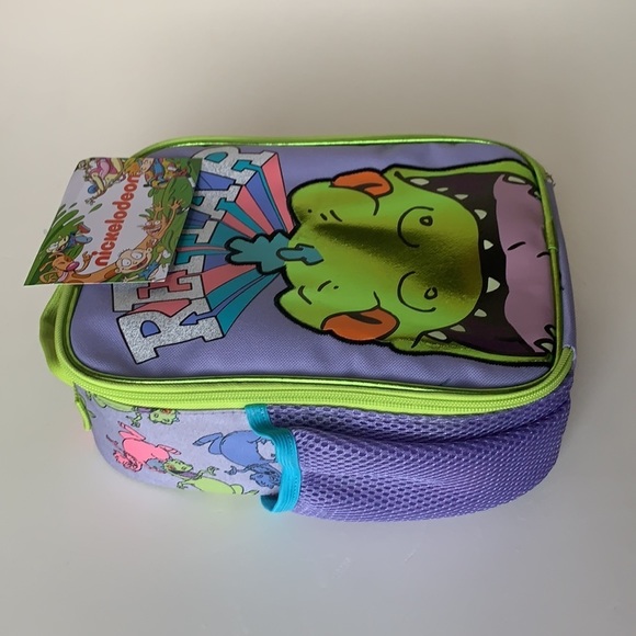 NWT Nickelodeon Rugrats Reptar Zipper Lunchbox with Side Drink Holder - Picture 2 of 9
